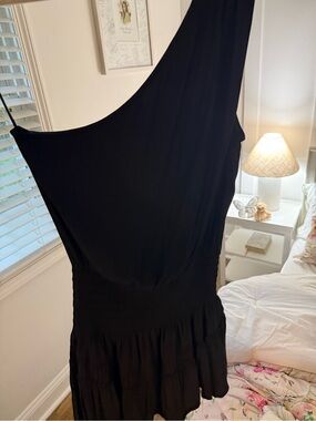 Ramy Brook Black One-Shoulder Tiered Dress